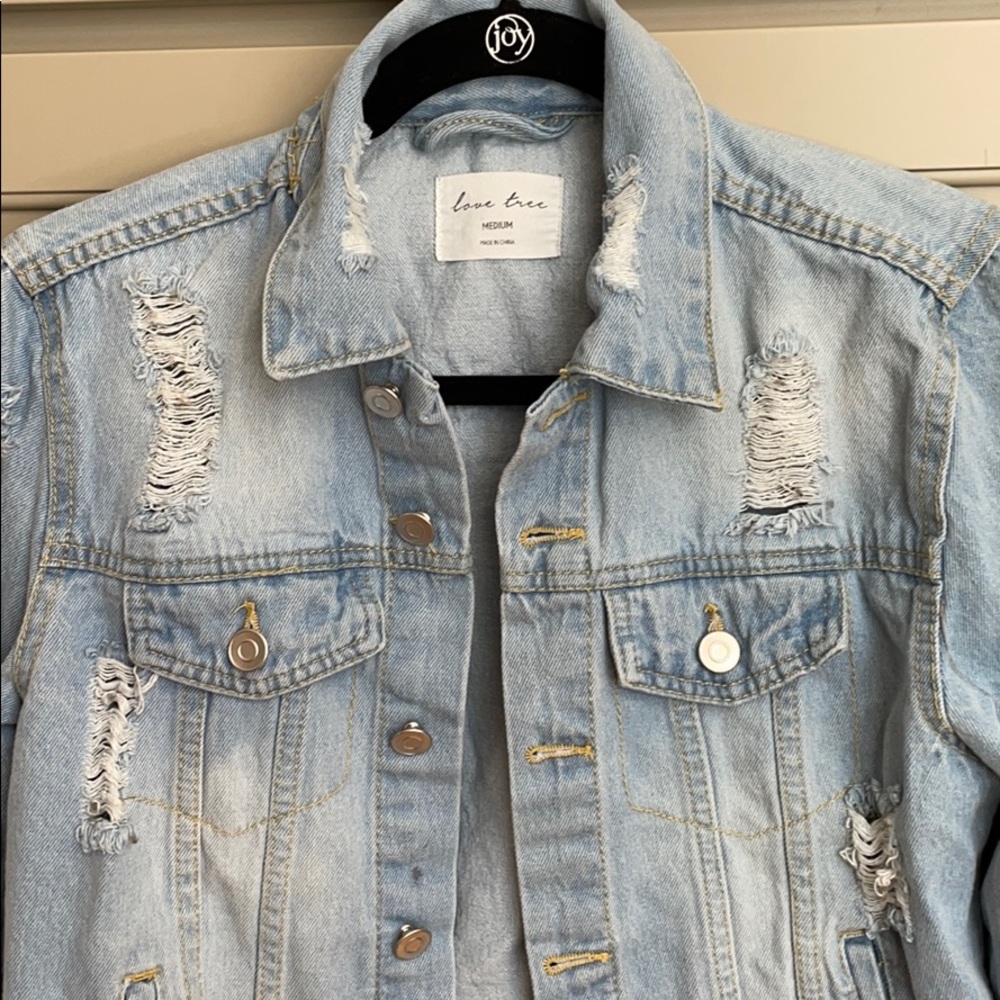 Love Tree  Distressed  Denim Jacket